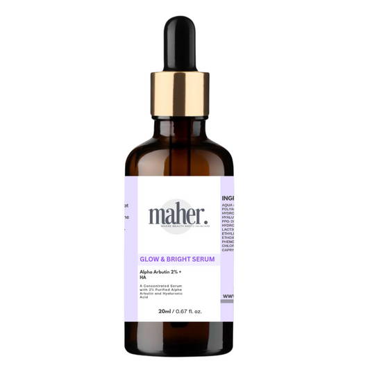 Maher Glow & Bright Serum with Alpha Arbutin & Hyaluronic Acid – Skin Whitening & Hydration