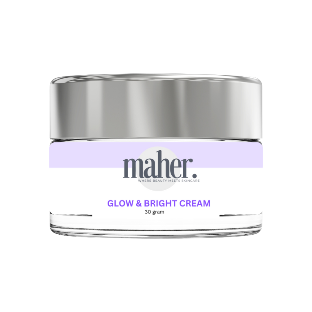 Maher Glow & Bright with Vitamin Whitening Cream – Skin Brightening, Spot Reduction & Radiant Glow 50 Grams